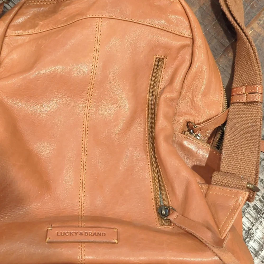 Lucky Brand, Camel Color Leather Backpack.